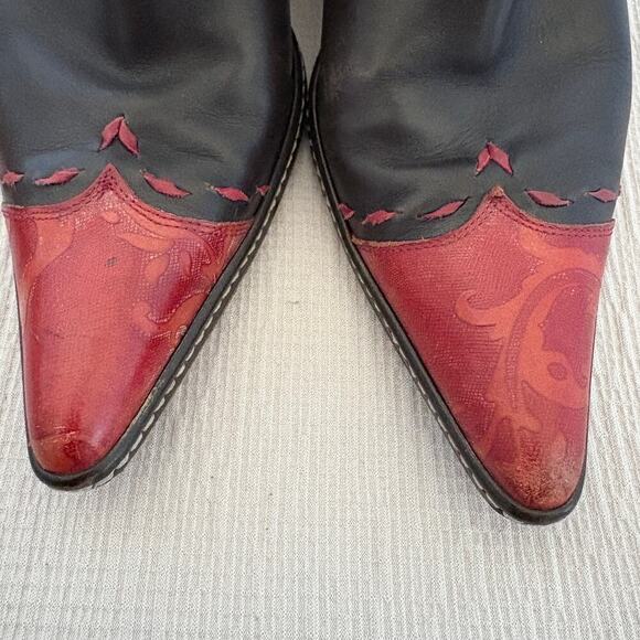 Vintage leather boots Donald J Pliner Hinda western coastalcowgirl witchy -FLAW - Picture 11 of 16